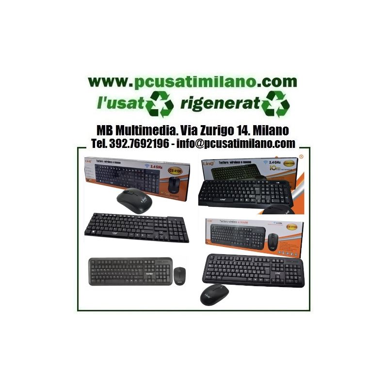 (ACCPC) Kit mouse ottico + tastiera senza filo (Varie marche)